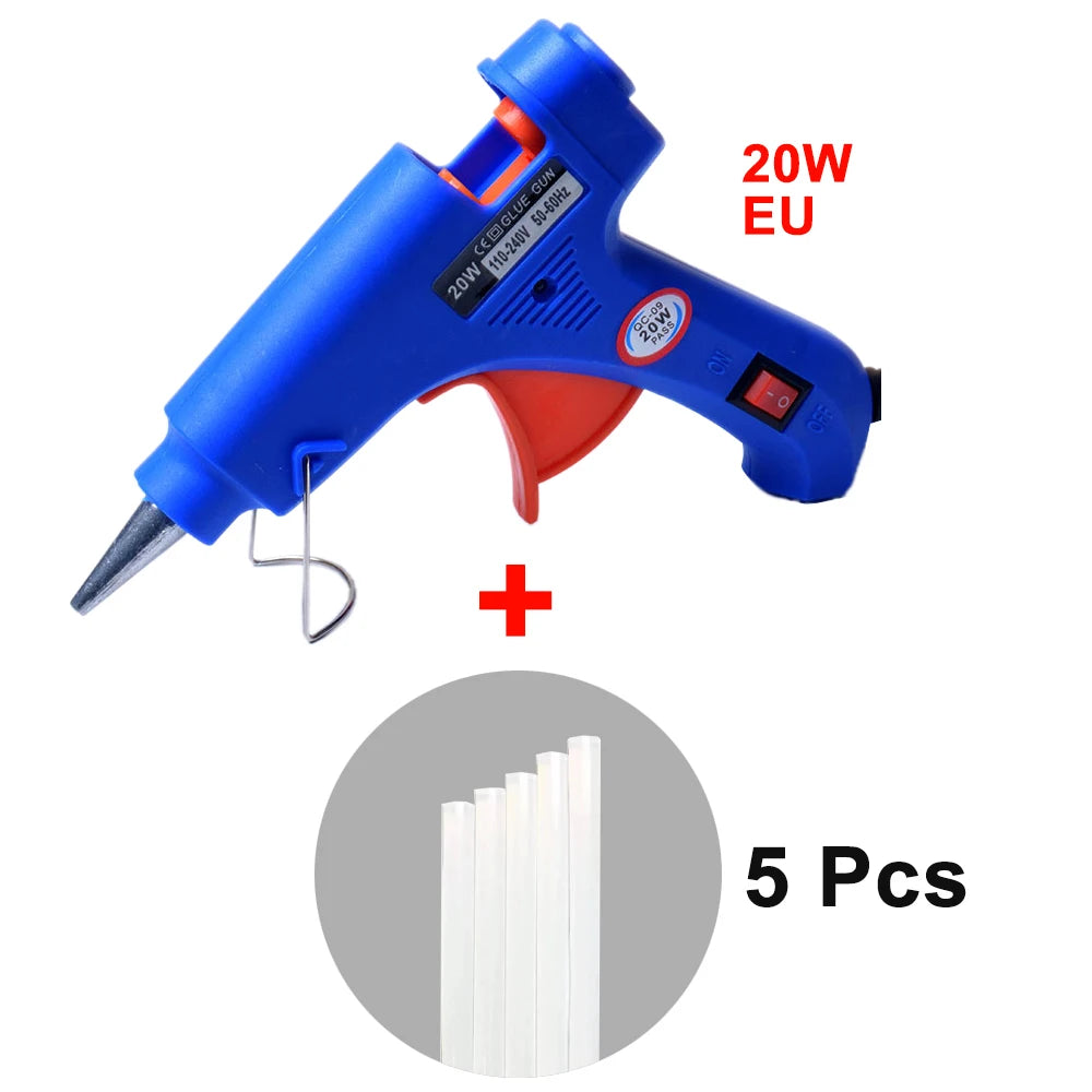 20W Hot Melt Glue Gun DIY Mini Household Industrial Guns Heat Temperature Thermo EU Electric Repair Tool Use 7mm Glue Sticks